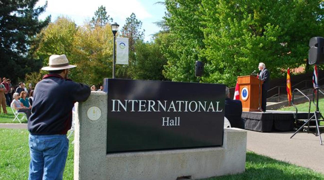 International Hall Sign