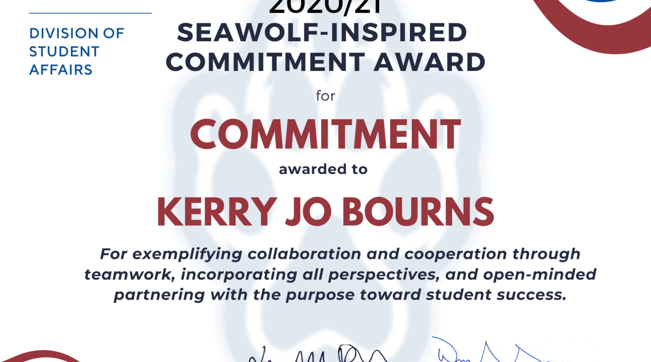 Certificate for Kerry Jo Bourns for Commitment Award