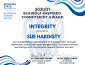 Certificate for Integrity Award for Sue Hardisty