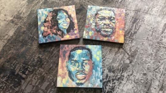 Portraits of George Floyd, Ahmaud Arbery, and Breonna Taylor
