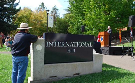 International Hall Sign