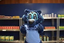 Lobo mascot in SSU food pantry